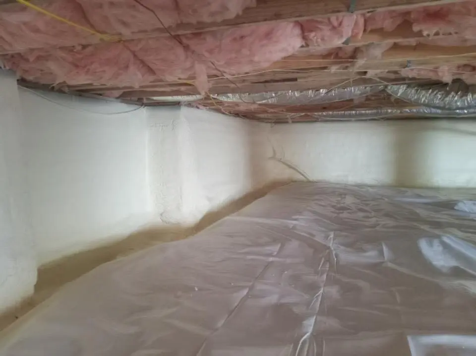 Crawl space encapsulation with closed-cell spray foam for Roof Leak Repair in La Quinta